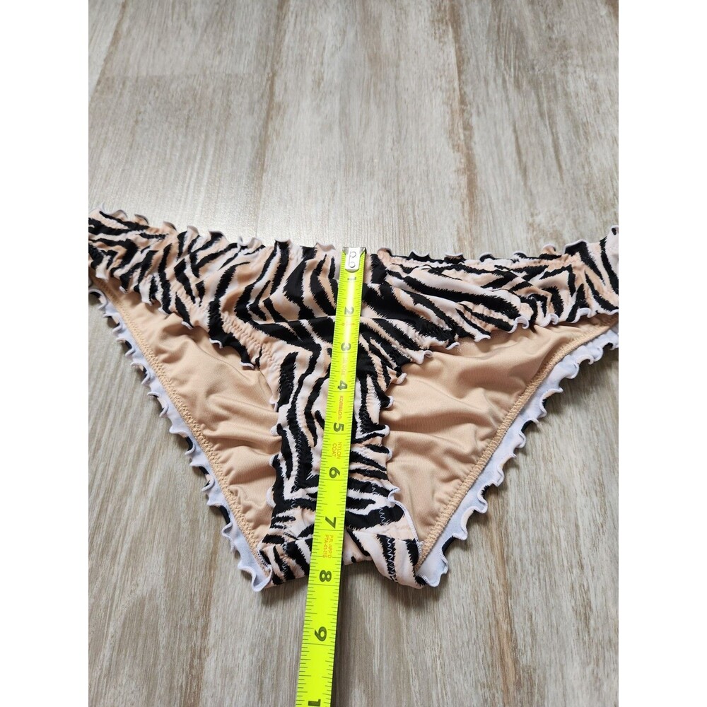 Shade & Shore Zebra Bikini Set Womens 34D M Scrunch Bum Ruffle Animal Print GUC - Picture 11 of 11